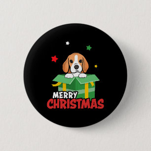 Chapa Redonda De 5 Cm Beagle Santa Amantes de los Perros Feliz Navidad X