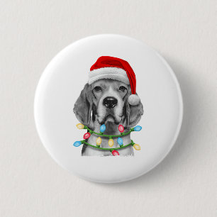 Chapa Redonda De 5 Cm Beagle Santa Christmas Tree Enfoca la Navidad Boys