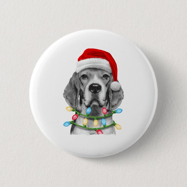 Chapa Redonda De 5 Cm Beagle Santa Christmas Tree Enfoca la Navidad Boys (Anverso)