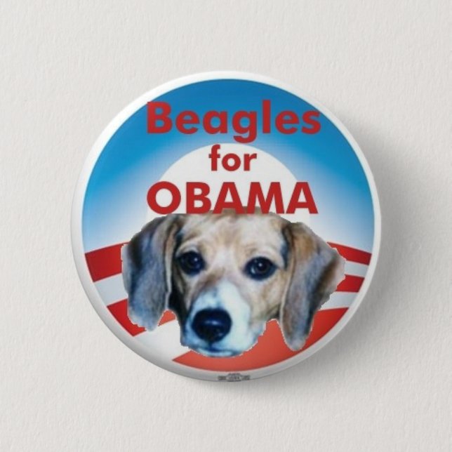 Chapa Redonda De 5 Cm Beagles para Obama (Anverso)