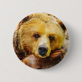 Chapa Redonda De 5 Cm Bear Adorable Face Woodland Animal