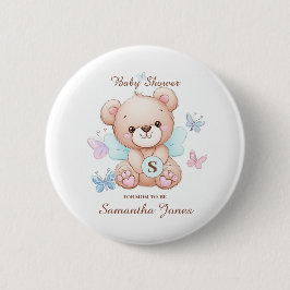 Chapa Redonda De 5 Cm Bear Baby Shower personalizado