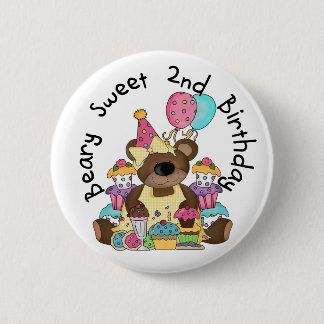 Chapa Redonda De 5 Cm Beary Sweet 2º cumpleaños camisetas y regalos