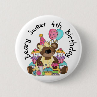 Chapa Redonda De 5 Cm Beary Sweet 4º cumpleaños
