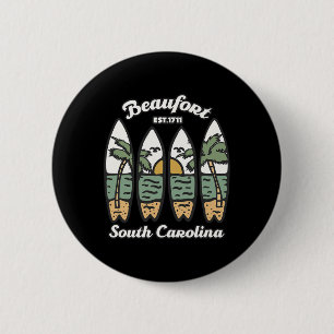 Chapa Redonda De 5 Cm Beaufort Carolina del Sur Surfing Surfista Atardec