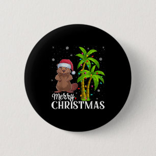 Chapa Redonda De 5 Cm Beaver Amantes Hombres Mujeres Árbol de Navidad Lu