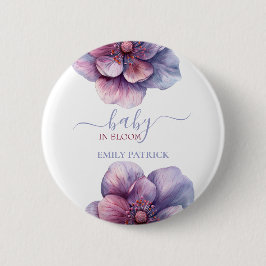 Chapa Redonda De 5 Cm Bebé en flor | ducha de bebé floral