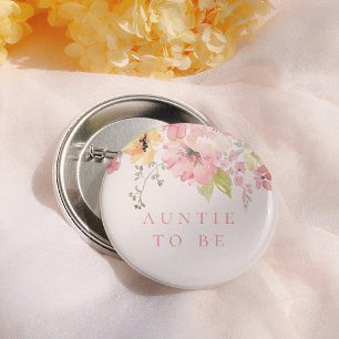 Chapa Redonda De 5 Cm Bebé en Flor Floral Niña Baby Shower Tía a Ser