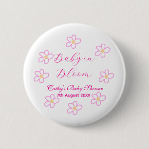 Chapa Redonda De 5 Cm Bebé en flor rosa ducha bebé simple elegancia