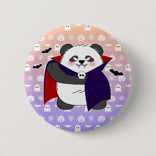 Chapa Redonda De 5 Cm Bebé lindo de Halloween Vampiro Panda Dracula