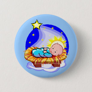 Chapa Redonda De 5 Cm Bebé lindo Jesús y estrella