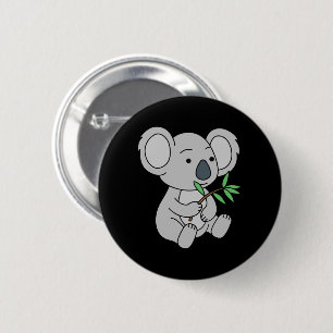 Chapa Redonda De 5 Cm Bebé lindo Koala con hojas de eucalipto