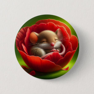 Chapa Redonda De 5 Cm Bebé muy adorable mientras duerme el ratón