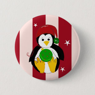 Chapa Redonda De 5 Cm Bebé Pingüino de Navidad Adorable