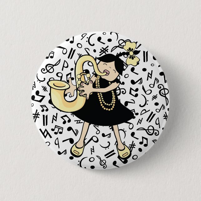 Chapa Redonda De 5 Cm Bebé saxofón (Anverso)