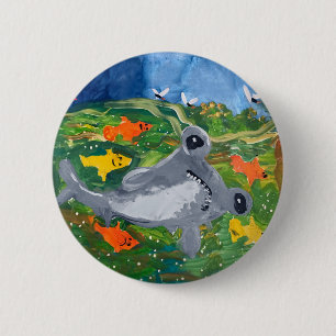 Chapa Redonda De 5 Cm Bebé tiburón "Arte de niños"