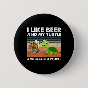 Chapa Redonda De 5 Cm Bebedor De Cerveza Me Gusta La Cerveza Y Mi Tortug
