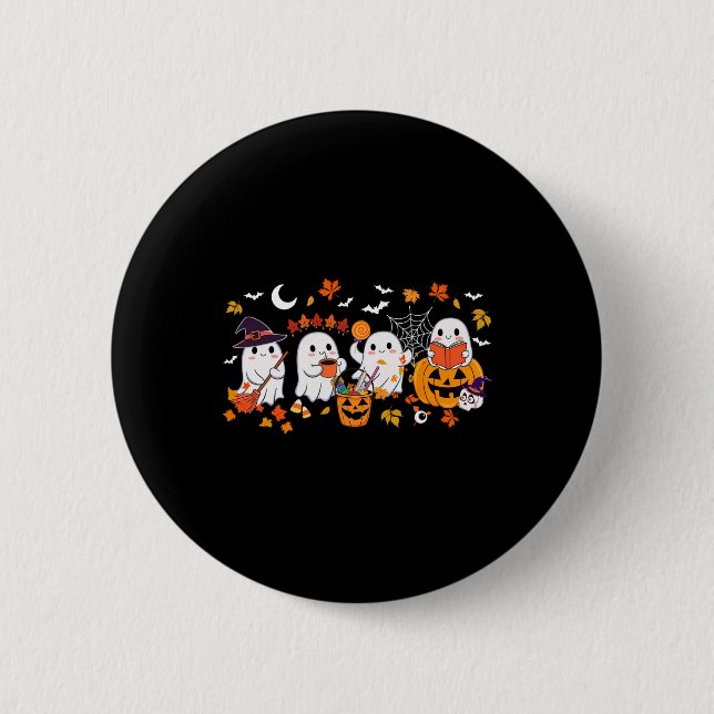 Chapa Redonda De 5 Cm Beber café dulce fantasma Halloween Fall Bo (Anverso)