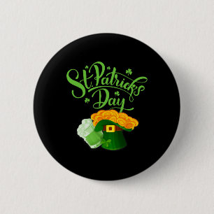 Chapa Redonda De 5 Cm Bebida Feliz Día de St Patricks Shamrock