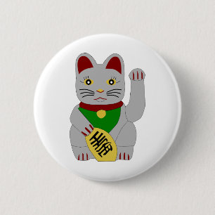 Chapa Redonda De 5 Cm Beckoning Cat Lucky