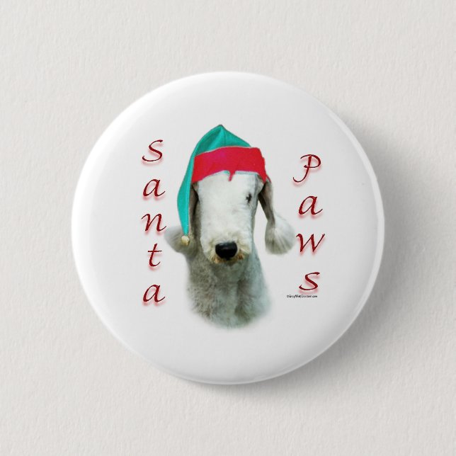 Chapa Redonda De 5 Cm Bedlington Terrier Santa Paws (Anverso)
