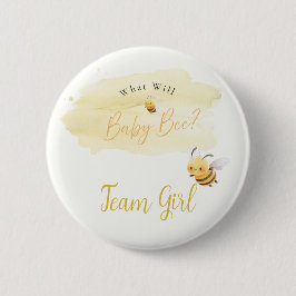 Chapa Redonda De 5 Cm Bee Gender Reveal Button Team Girl