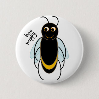 Chapa Redonda De 5 Cm Bee Happy - Sonriente Bee