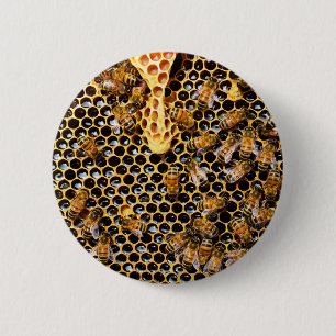 Chapa Redonda De 5 Cm Bee Hive con Honeycomb cerca