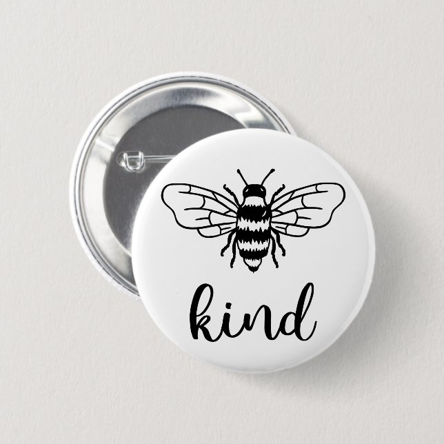 Chapa Redonda De 5 Cm Bee Kind Black (Anverso y reverso)