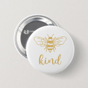 Chapa Redonda De 5 Cm Bee Kind Gold