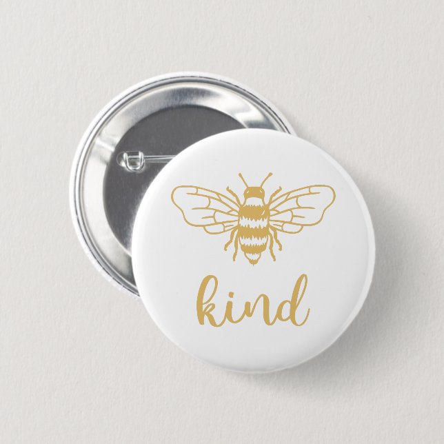 Chapa Redonda De 5 Cm Bee Kind Gold (Anverso y reverso)