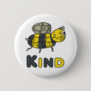 Chapa Redonda De 5 Cm Bee Kind Puzzle