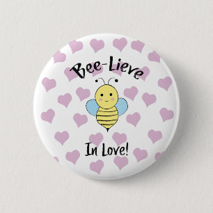 Chapa Redonda De 5 Cm Bee Lieve In Love