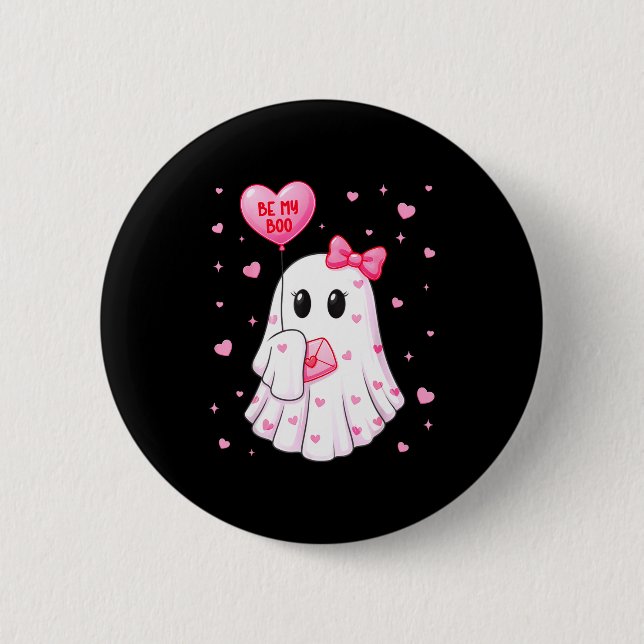 Chapa Redonda De 5 Cm Bee My Boo Heart Boo Ghost Valentine Outfit Women  (Anverso)
