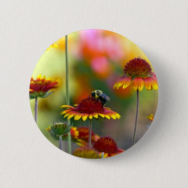 Chapa Redonda De 5 Cm Bee on Gaillardia (Anverso)