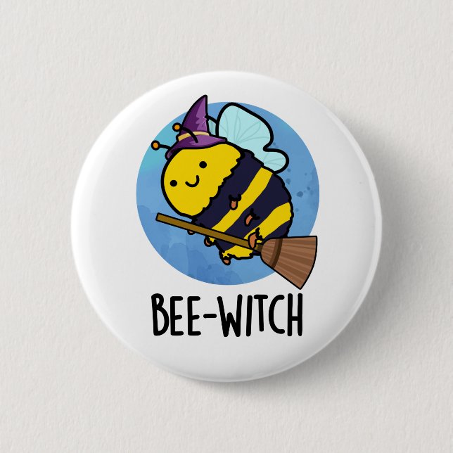 Chapa Redonda De 5 Cm Bee-witch Funny Bee Pun (Anverso)