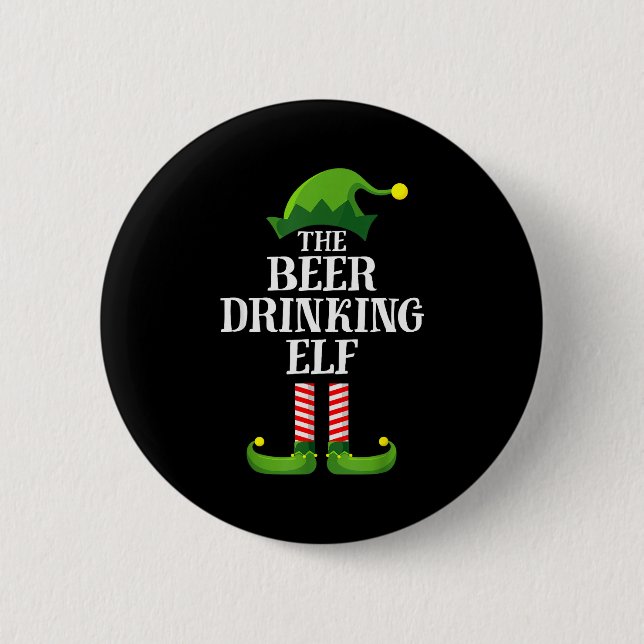 Chapa Redonda De 5 Cm Beer Drinking Elf Matching Family Group Christmas  (Anverso)
