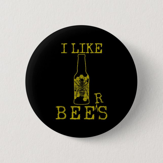 Chapa Redonda De 5 Cm Bees &amp; Beer - Funny Quote Beekeeng Beekeeper G (Anverso)