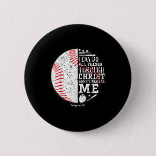 Chapa Redonda De 5 Cm Béisbol Cristiano Filipenses 4_13 Puedo Hacer Toda