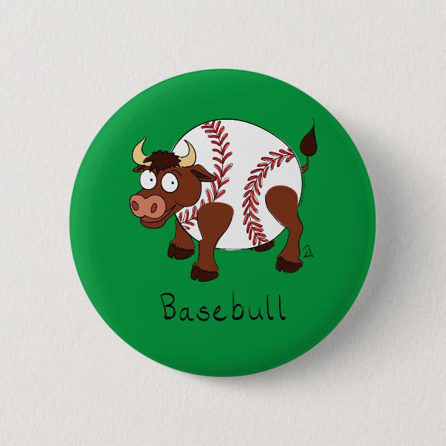 Chapa Redonda De 5 Cm Béisbol Cute Kids Personalizado Bull (Anverso)