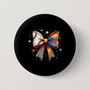 Chapa Redonda De 5 Cm Béisbol de Autismo Retro Lazo Pieza de Rompecabeza