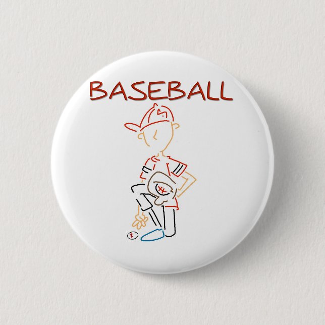 Chapa Redonda De 5 Cm Béisbol del dibujo lineal (Anverso)