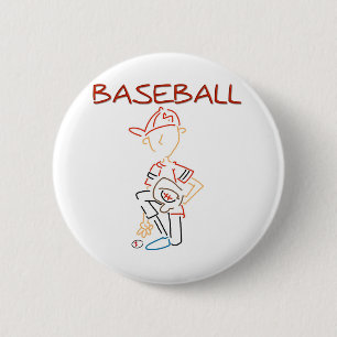 Chapa Redonda De 5 Cm Béisbol del dibujo lineal