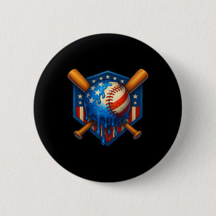 Chapa Redonda De 5 Cm Béisbol Drip Ice Cream Boys 4 De Julio Estadounide