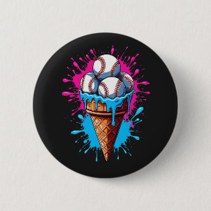 Chapa Redonda De 5 Cm Béisbol Ice Cream Watercolor Sports Lover