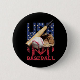 Chapa Redonda De 5 Cm Béisbol Patriótico 4 De Julio Hombres Estados Unid