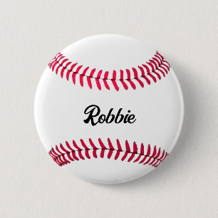 Chapa Redonda De 5 Cm Béisbol personalizado rojo blanco