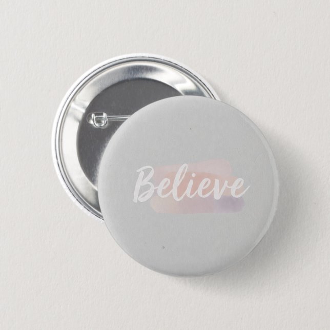 Chapa Redonda De 5 Cm Believe calligraphic text  (Anverso y reverso)