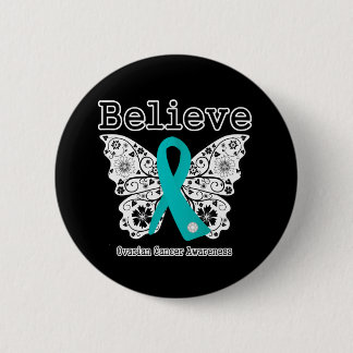 Chapa Redonda De 5 Cm Believe - Mariposa de Cáncer de Ovariano