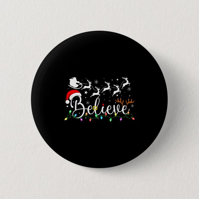 Chapa Redonda De 5 Cm Believe Santa Claus Believe Christmas Matching Paj (Anverso)